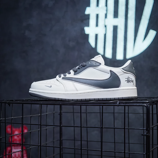 Jordan 1 Low Custom "Travis Scott X Stussy Grey"