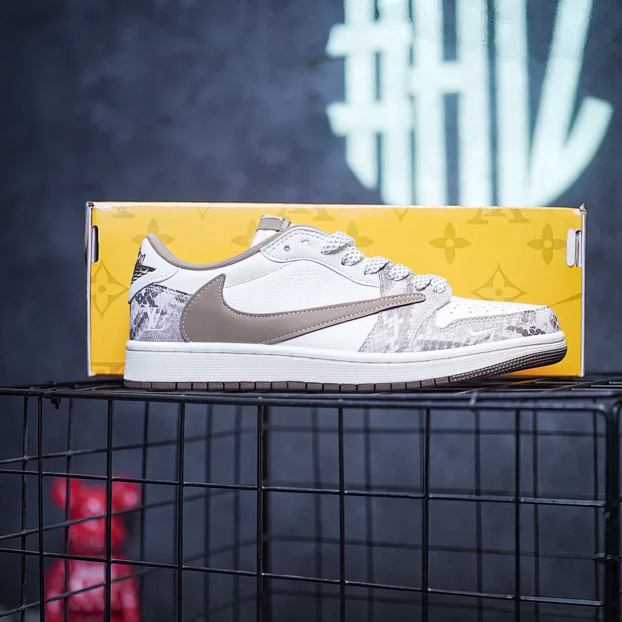 Nike Jordan 1 Low Custom “Travis Scott x LV Sand Python”